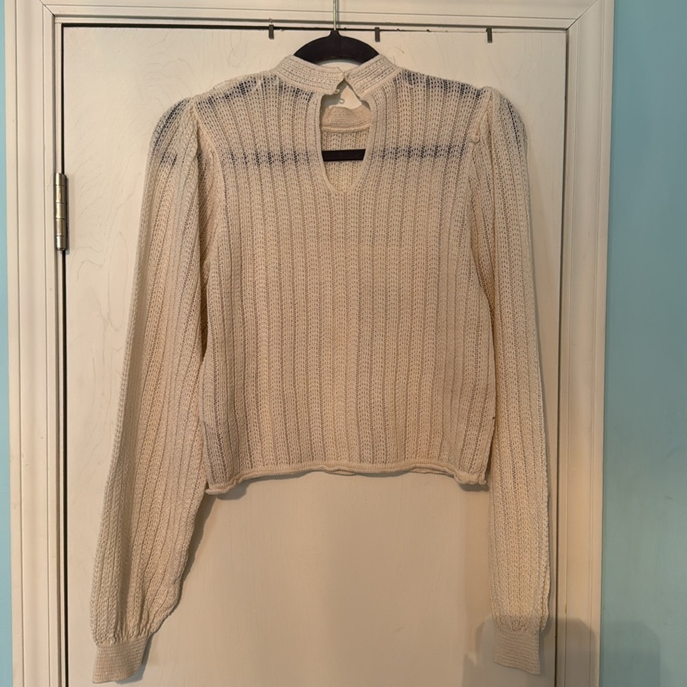 Zara Cream Knit Blouse size medium PA - Picture 5 of 6